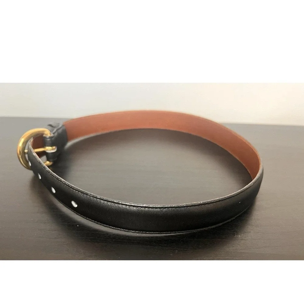 VTG 90's Coach Black Full Grain Leather Belt Petite XS Brass Horseshoe Buckle
